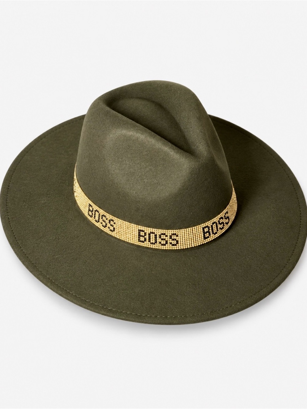 HAT Red Underside Brim/Gold Sparkle BOSS Band Olive Hat 2 Color Hat Fedora - Picture 4 of 6